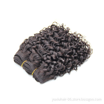 Wholesale factory price 8"2pcs Curly Human Hair Weave Weft Multi Color hair Extensions 100g